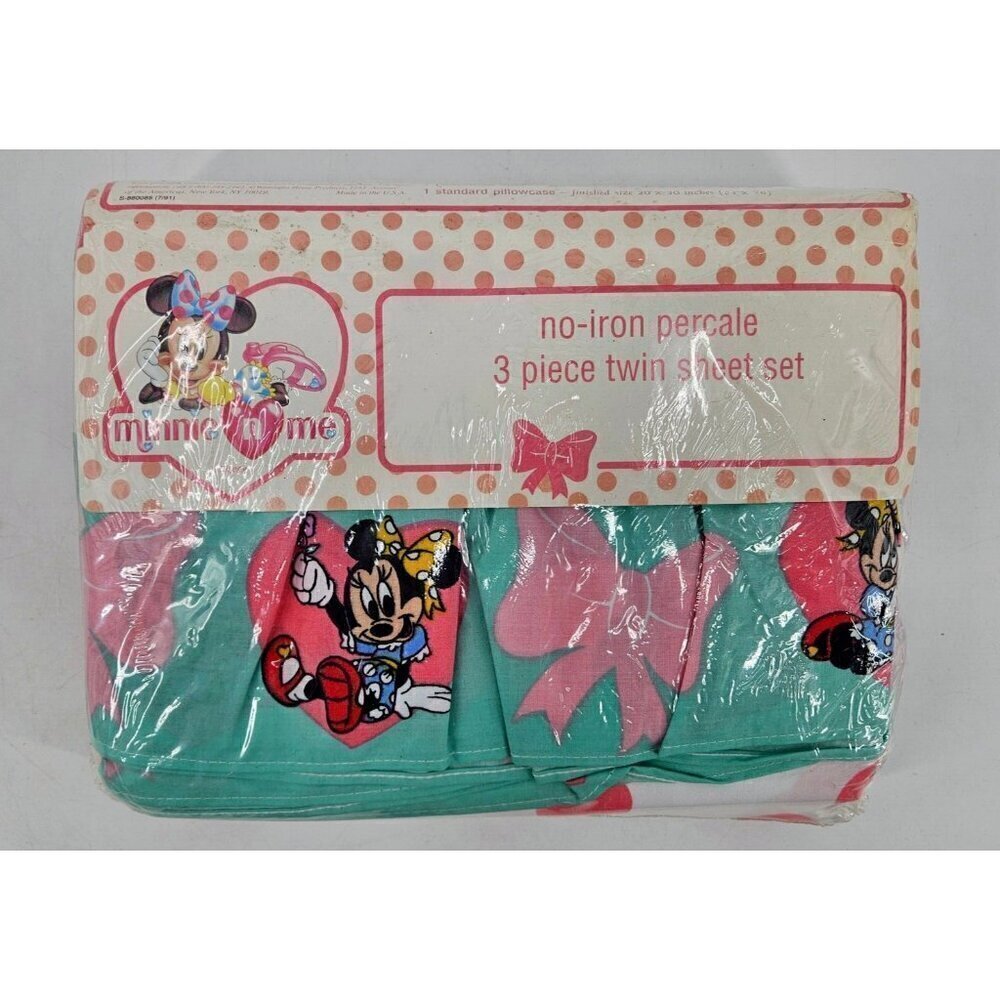 Vtg New Minnie N Me No Iron Percale 3 Piece Twin Sheet Set Friends Forever